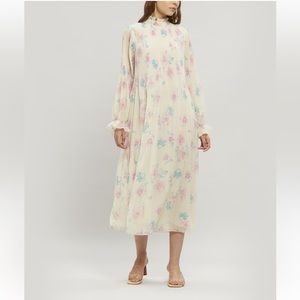 Ganni Pleated Georgette Midi Dress